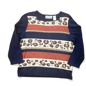 Alfred Dunner Animal Print Sweater Medium Petite